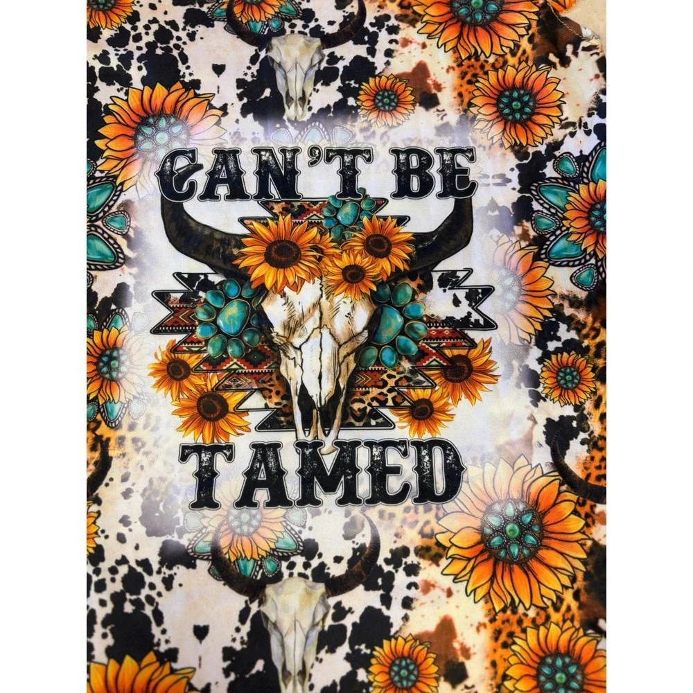 Western Can't Be Tamed Sunflower Cow Leopard Print‎ Ruffle Cap Sleeve Dress Kids
